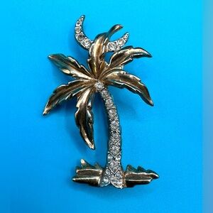 Vintage Rare Trifari 'Alfred Philippe' Palm Tree with Crescent Moon Brooch